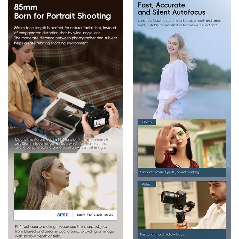 Sirui 85 مللي متر f1.4 كامل الإطار عدسات تركيز تلقائي لسوني A6700 A7C2 A7CR A7 نيكون Z50 Z6 Z8 ZFC zf Fujifilm X LUMIX لايكا L S1R2 SL2 #3