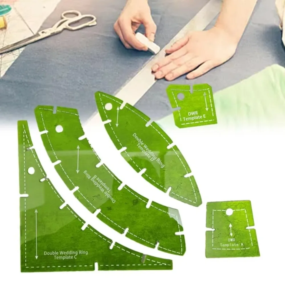 5pcs/Set Acrylic Quilting Templates Double Wedding Rings Reusable Slit N Sew Templates Multifunctional Practical Sewing Template