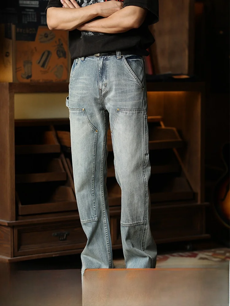 

Джинсы Heavy Du Waed Multiple kets Knee B0 Logging Denim, свободного кроя, с легким расклешением, узкие, модель 707, повседневные, из хлопка