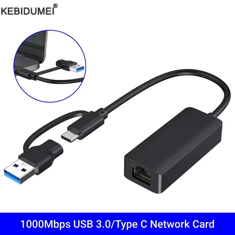 

100/1000Mbps Wired USB Type C Network Card Type-C To RJ45 Lan Internet Cable Ethernet Gigabit Adapter for PC Macbook Laptop