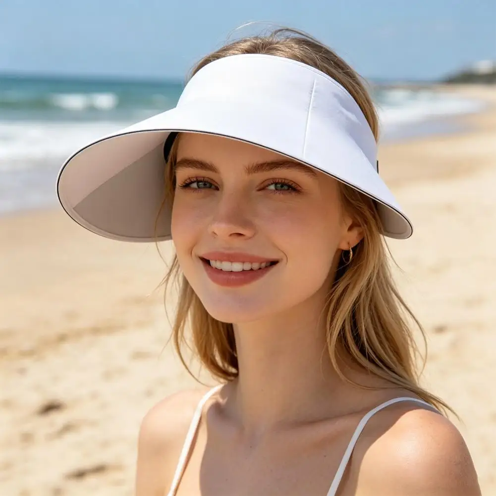 Uv Protection Sun Hat Empty Top Sun Hat with Wind-resistant Brim Double-sided Wearable Cycling Cap Fit Seam for Outdoor