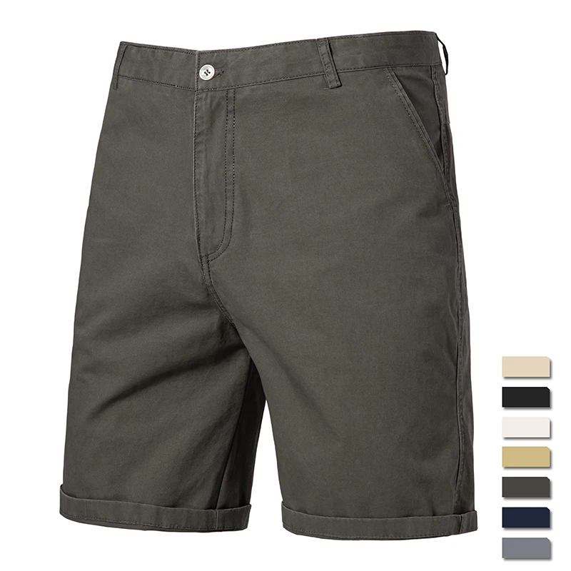 Pantalones cortos informales de algodón sólido para hombre, Bermudas coreanas, pantalones hasta la rodilla, Jogger deportivo de Golf Diario, pantalones cortos de playa, caqui