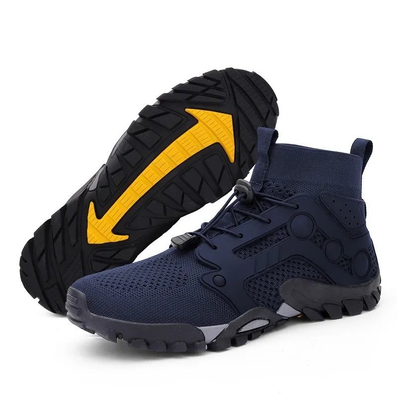

New Men's Mesh Sports Shoes Fashion Breathable Lightweight Anti Slip Shoes Outdoor High Top Male Travel Hiking Casual Sneakers