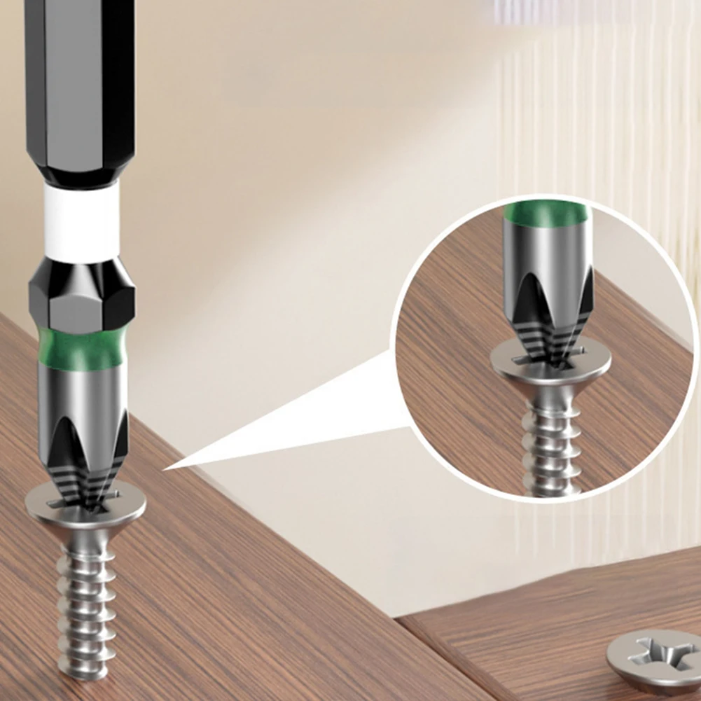 Magnetic Drill Bit Set Hex Shank Shock Resistant Non Slip Textured Head for Secure Screw Placement and Reduced Slippage