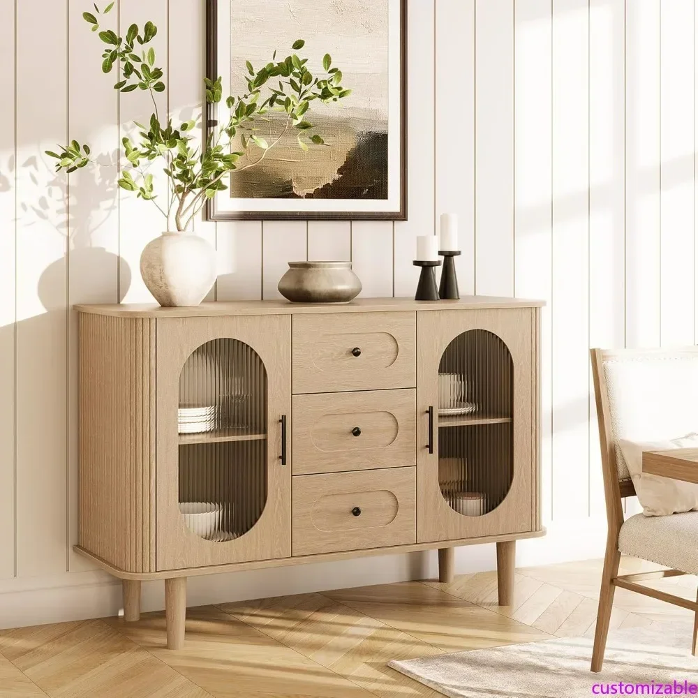 

Современный буфет в стиле фермерского дома 47 дюймов с рифлеными стеклянными дверцами и 3 регулируемыми полками