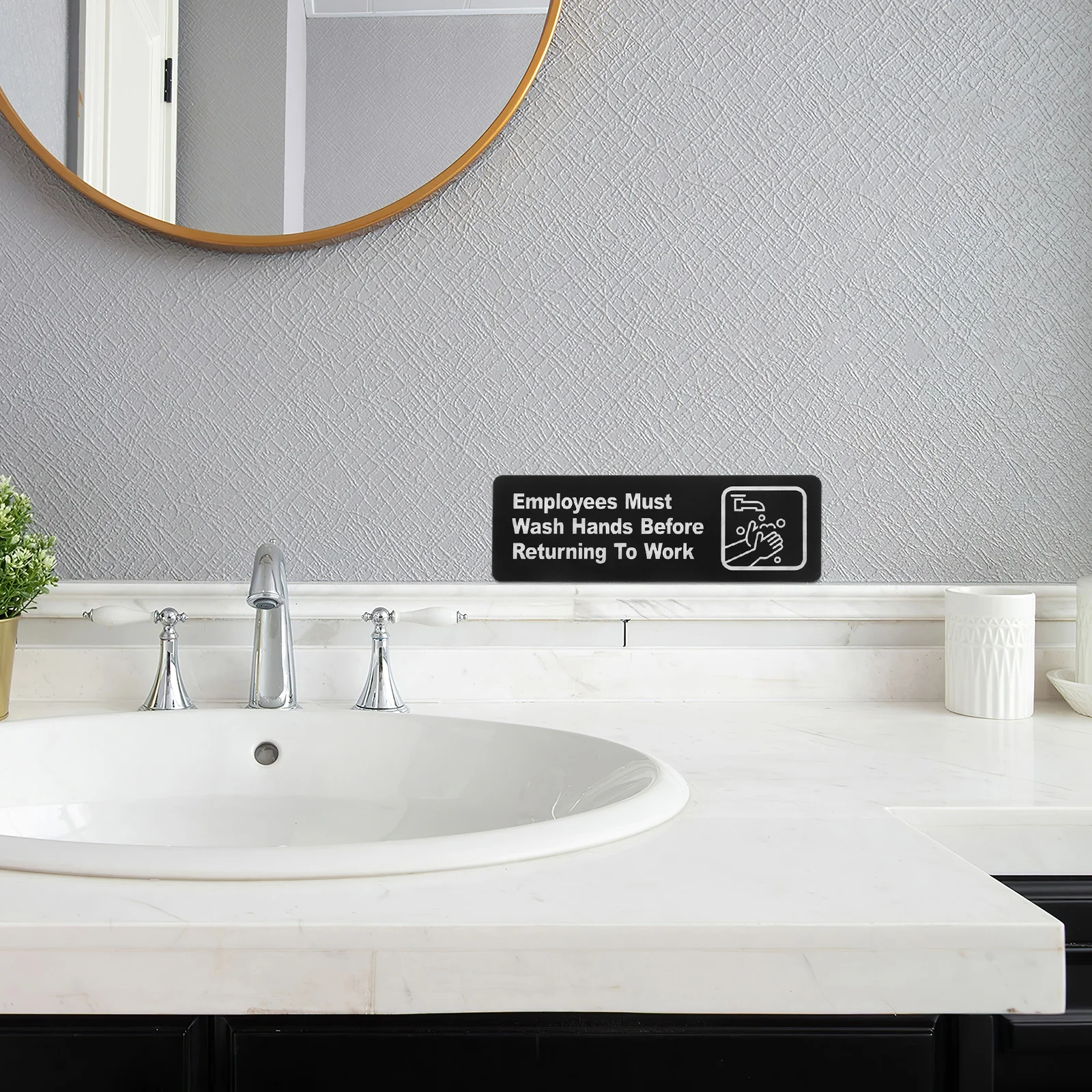 

4pcs Wash Hands Before Returning To Work Sign Acrylic Employee Handwashing Sign Self Adhesive Backing For Office