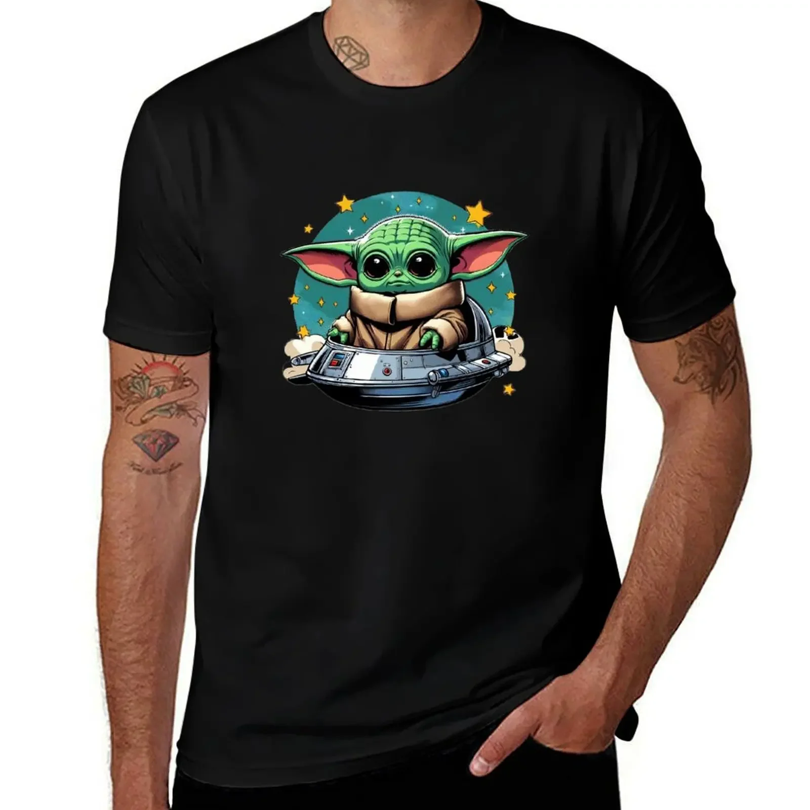 

Spaceship Grogu T-Shirt street wear essential t shirt summer tops korean fashion sweat shirts, men