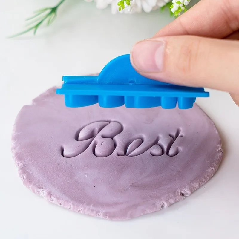 6PCS Food Plastic Cake Baking Decoration Handwritten Happy Birthday Best Wish Anniversary Phrase Letter Seal Sugar Turning Mold