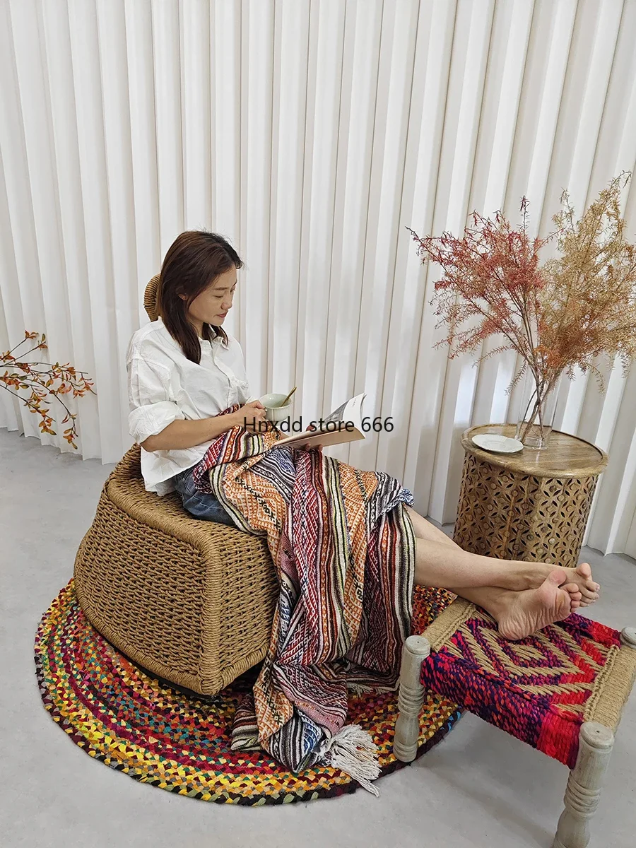 Rattan hand-woven rocking chair single outdoor leisure simple balcony rocking chair