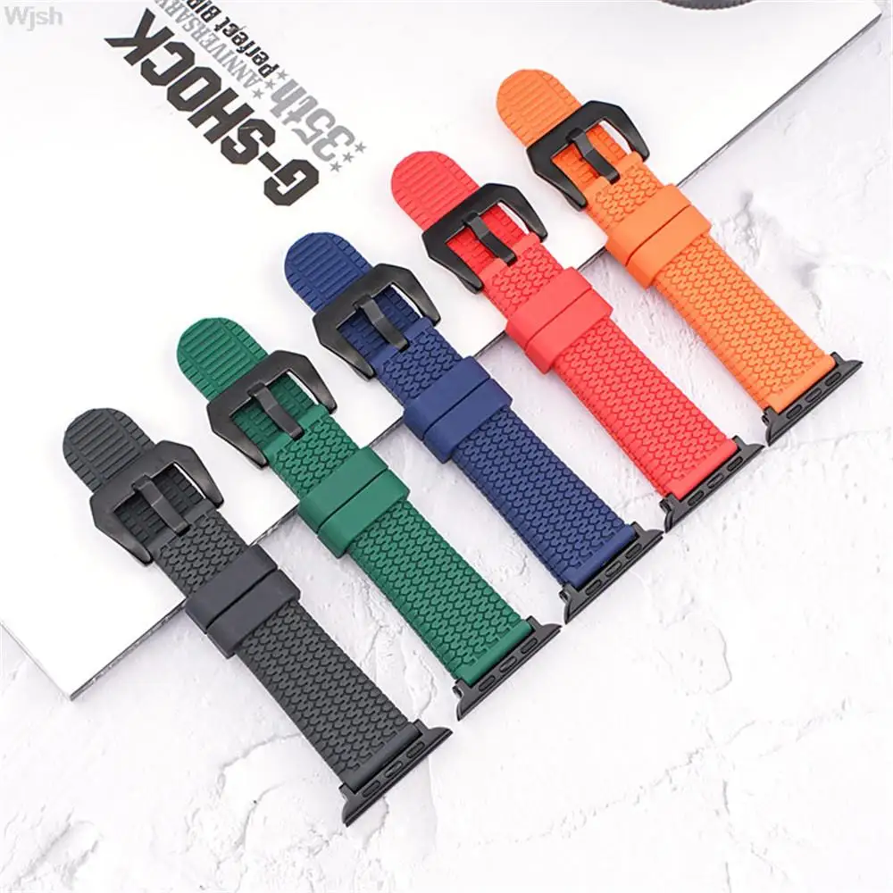 Camouflage Silicone Strap for Apple Watch 44mm 40mm 42mm 38mm Band Sport Rubber Wrist Bracelet for iWatch Series 6 SE 5 4 3 2 7