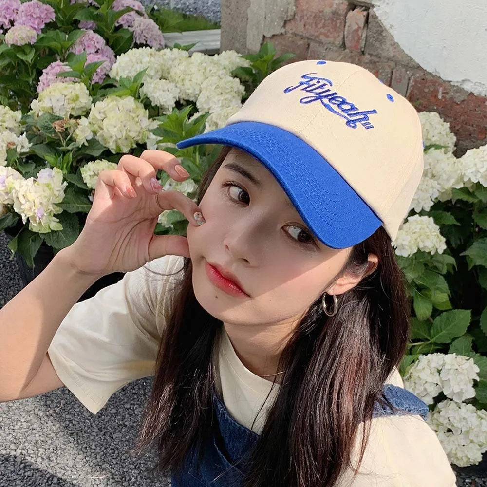 

Adjustable Letter Embroidery Baseball Cap Sunscreen Korean Style Unisex Peaked Cap Cotton Versatile Summer Sunshade Hats Outdoor