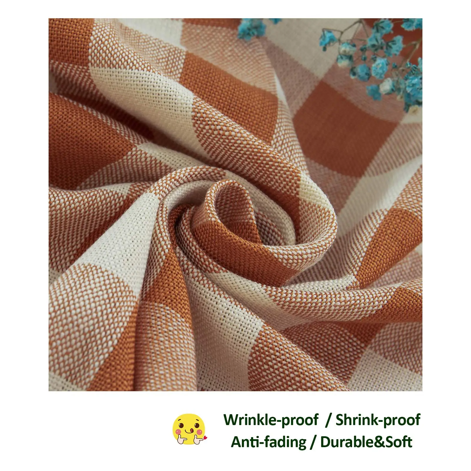 ريفي منقوشة الشكر مفرش المائدة-البلد الجاموس تحقق مفرش طاولة القطن لربيع الخريف مزرعة المطبخ مطعم ديكور #4