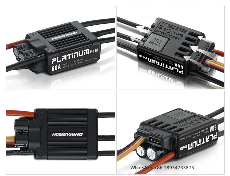 1pc Original HobbyWing Platinum PRO V4 60A ESC (3S-6S) for 450-480 Class Heli (Propeller: 325-360mm)