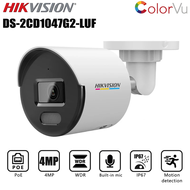 

Hikvision DS-2CD1047G2-LUF 4MP POE ColorVu IP Camera Support IP67 Human and Vehicle Detection Built-in Mic Surveillance camera