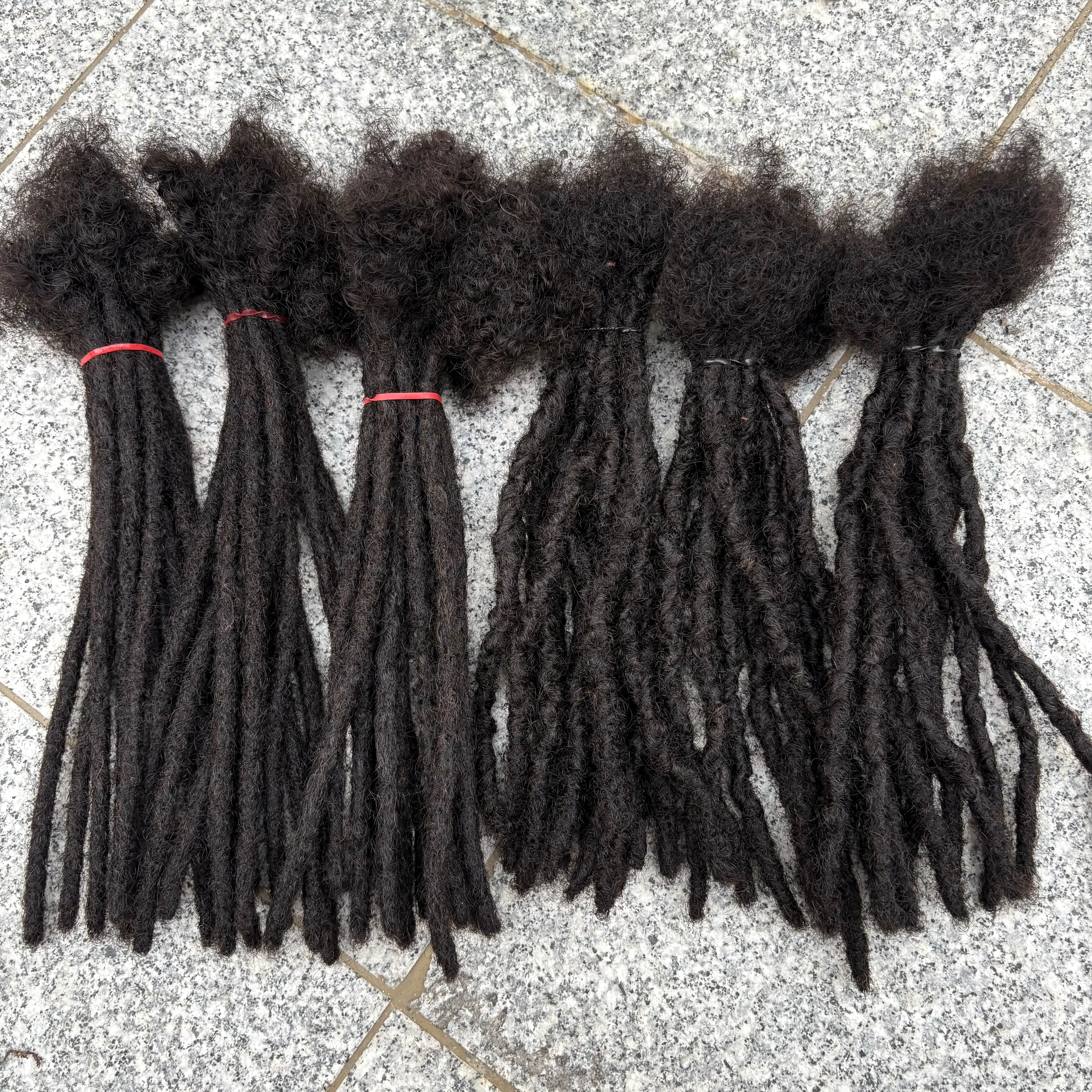 100% Human Hair Inter Loc Extensions 0.6cm Width 4-8 Inch 50 Strands Handmade Regular Dreadlock Extensions for Men Women Kids