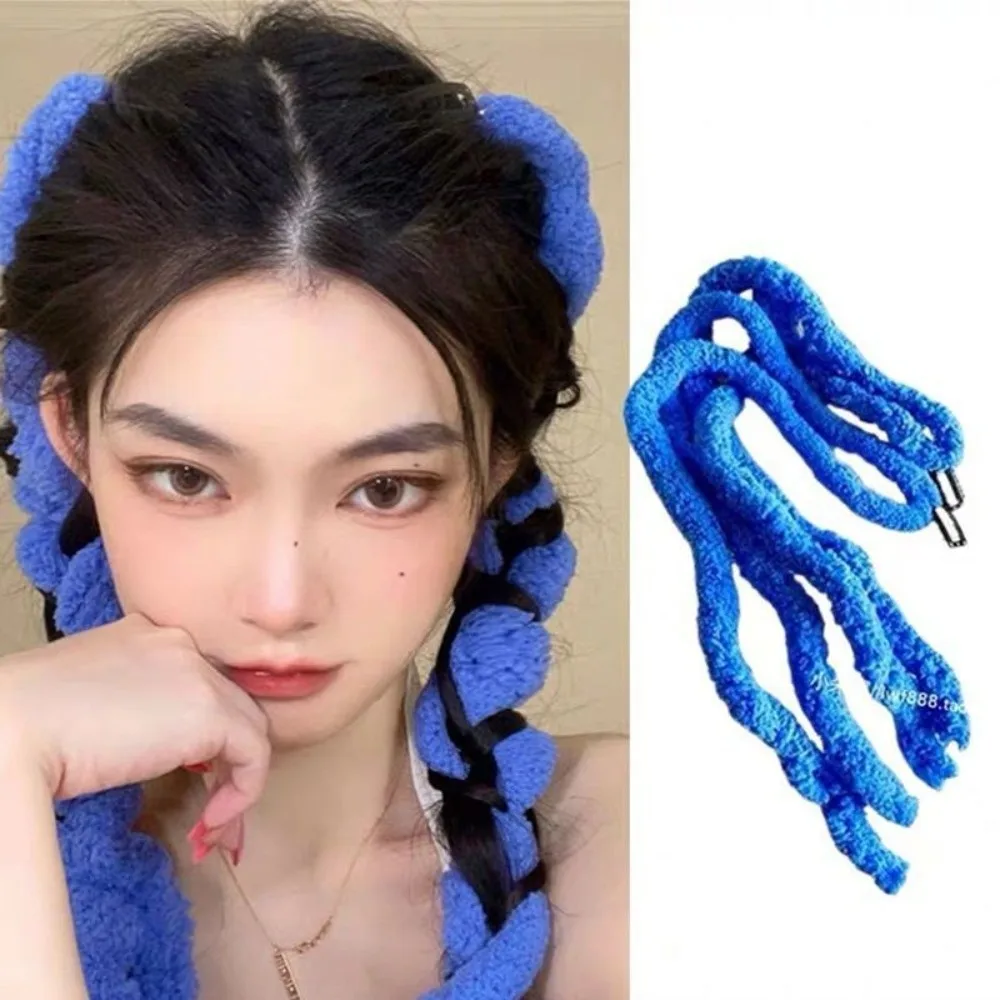 2pcs Colorful Braids Hair Band Rope Dirty Braid Hip-hop Braided Hair Embellished Reusable Headwear Fried Dough Twist Braid Clip