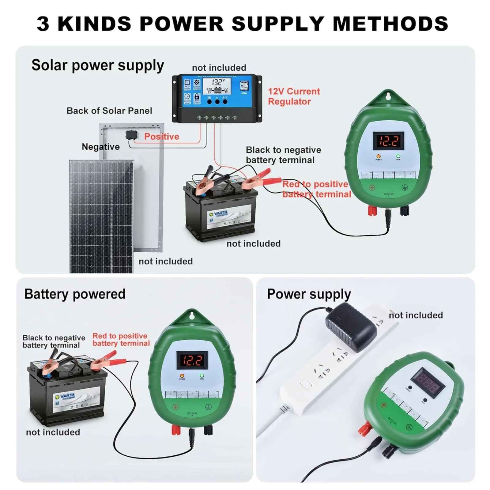 10KM Electric Fence Energizer Charger LCD Digital Display Electronic Fence Kit for Livestock Animal Poultry Farm Sheep Cattle