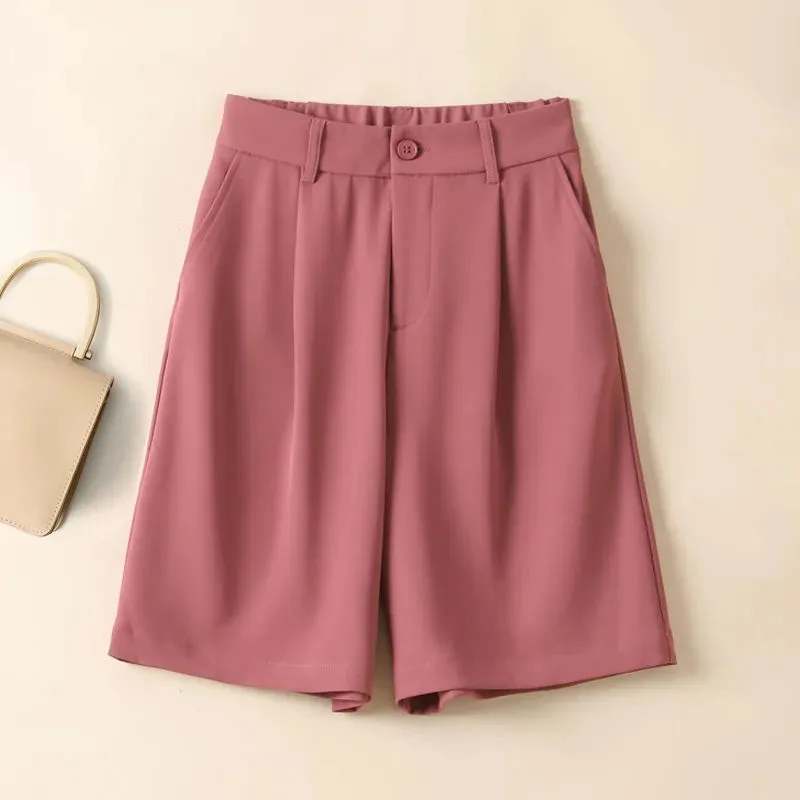 Summer Women Chiffon Thin A-line Pantalons Spring Femme Loose Wide Leg Shorts Korean Ladies Fashion High Waist Ice Silk Trousers