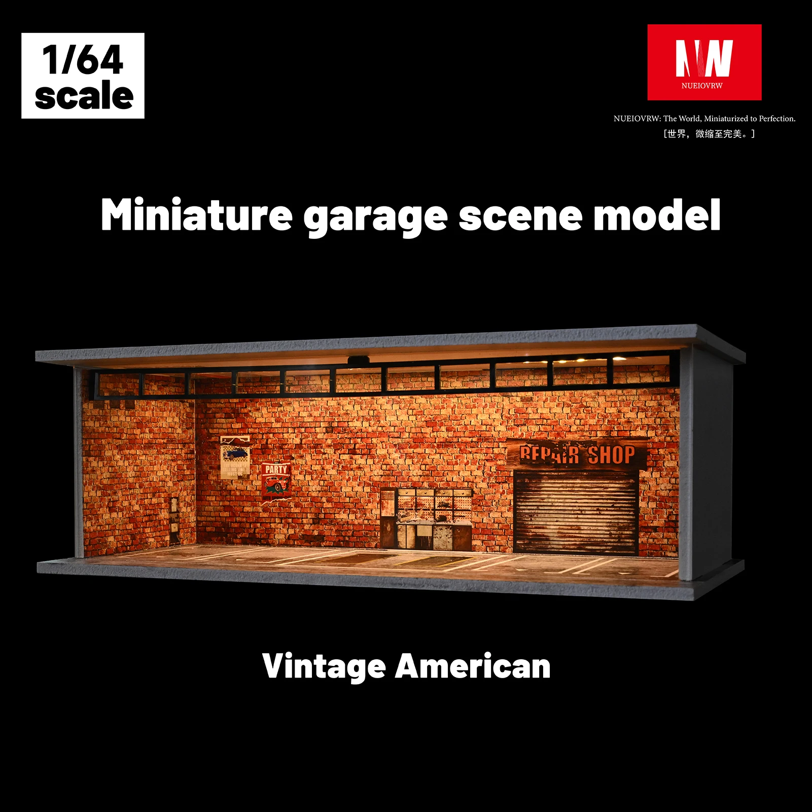 ★ Diorama Garage Plate　　　　　　　　　　　　　　【数限】 1: 64 Diorama Original Car Parking Lot Model LED Illumination
