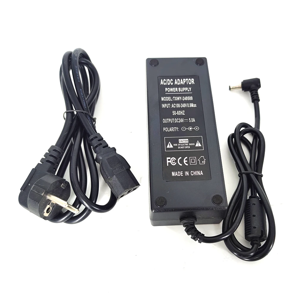

AC100~240V Input 5.5x2.1mm Connector 24V 5A Output DC Adapter With EU Socket Plug