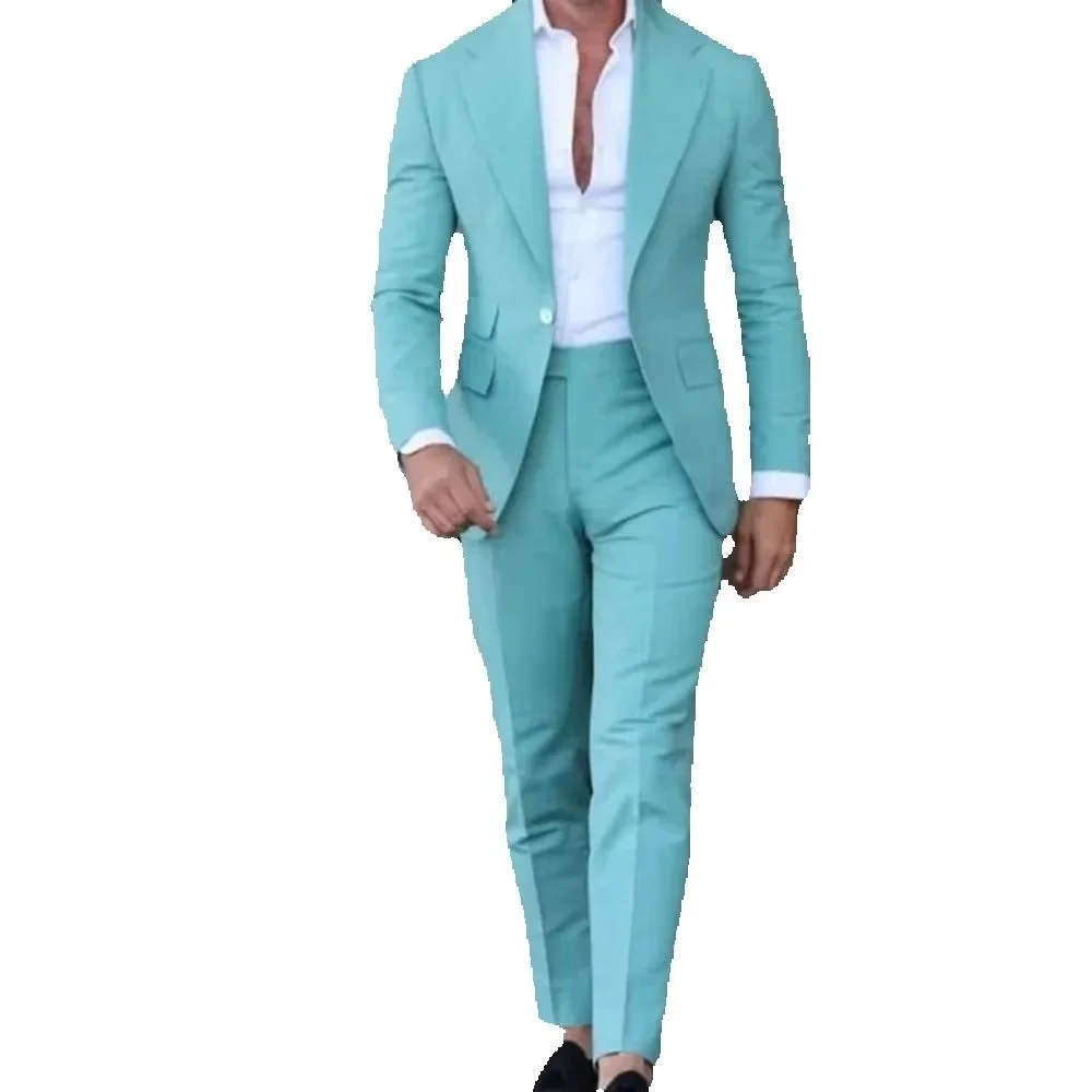 

Single Breasted Men's Formal Suit Set 2 Pieces Blazer Pants Peak Lapel Dinner Party Tuxedo Boutique Work Commute Stylish Suit