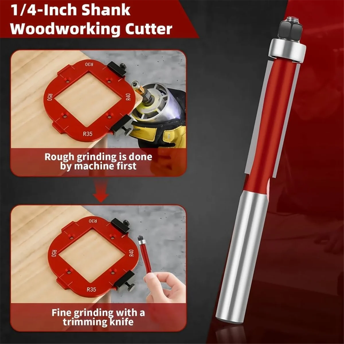 A83Z Router Corner Radius Template,2pcs Radius Jig Router Templates for Woodworking, Aluminum Alloy Router Corner Jigs