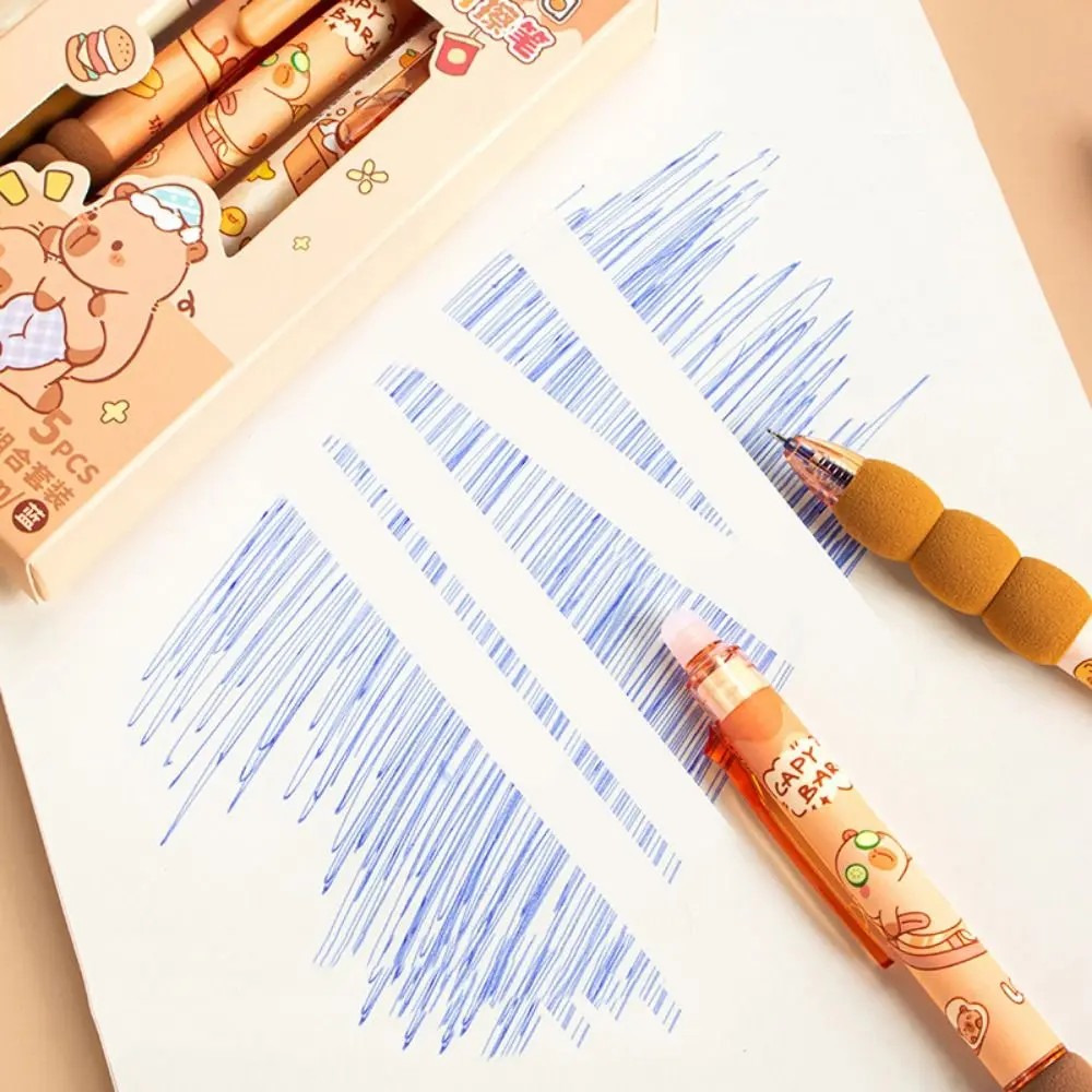 

5pcs Creative Blue Ink Erasable Pens 0.5mm Aesthetic Erasable Gel Pen Cute INS Neutral Pen Writing Supplies