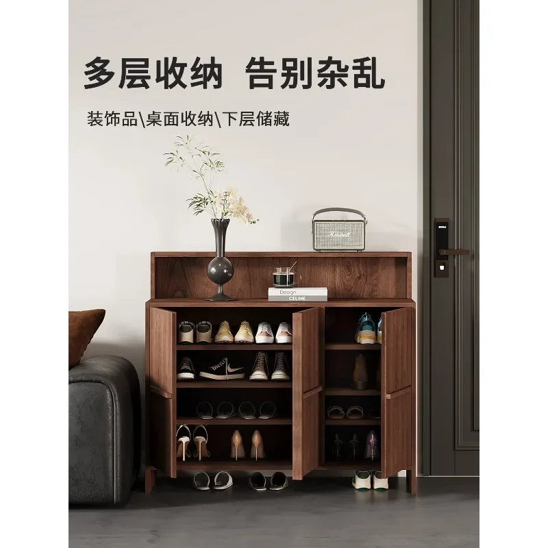 Solid wood retro shoe cabinet new Chinese living room home door side cabinet indoor partition  bone line