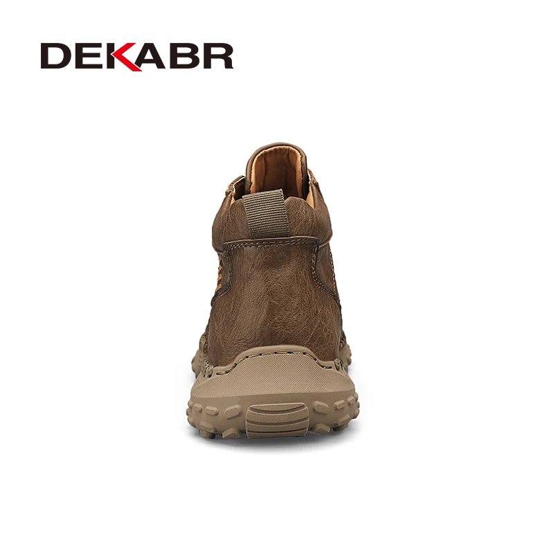 DEKABR Fashion High Quality PU Leather Men Boots Winter Warm Outdoor Snow Boots Handmade Designer Ankle Boots Size 38-46