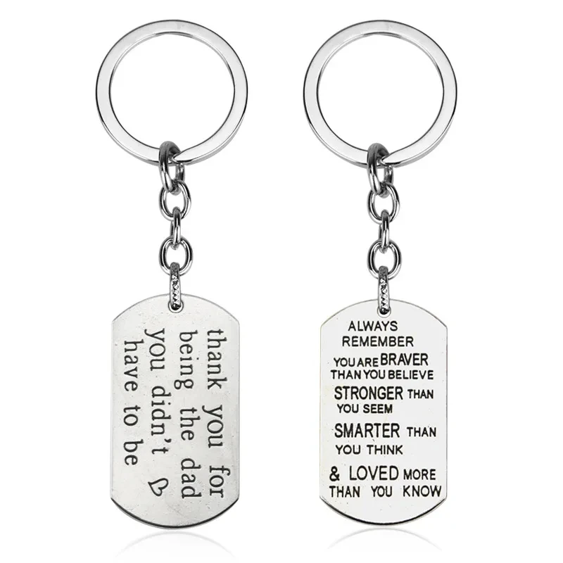 Silver Color Tag Pendant Key Chain Always Remember You Are Braver Than You Believe Stronger Than You Seem Smarter Unisex Keyring