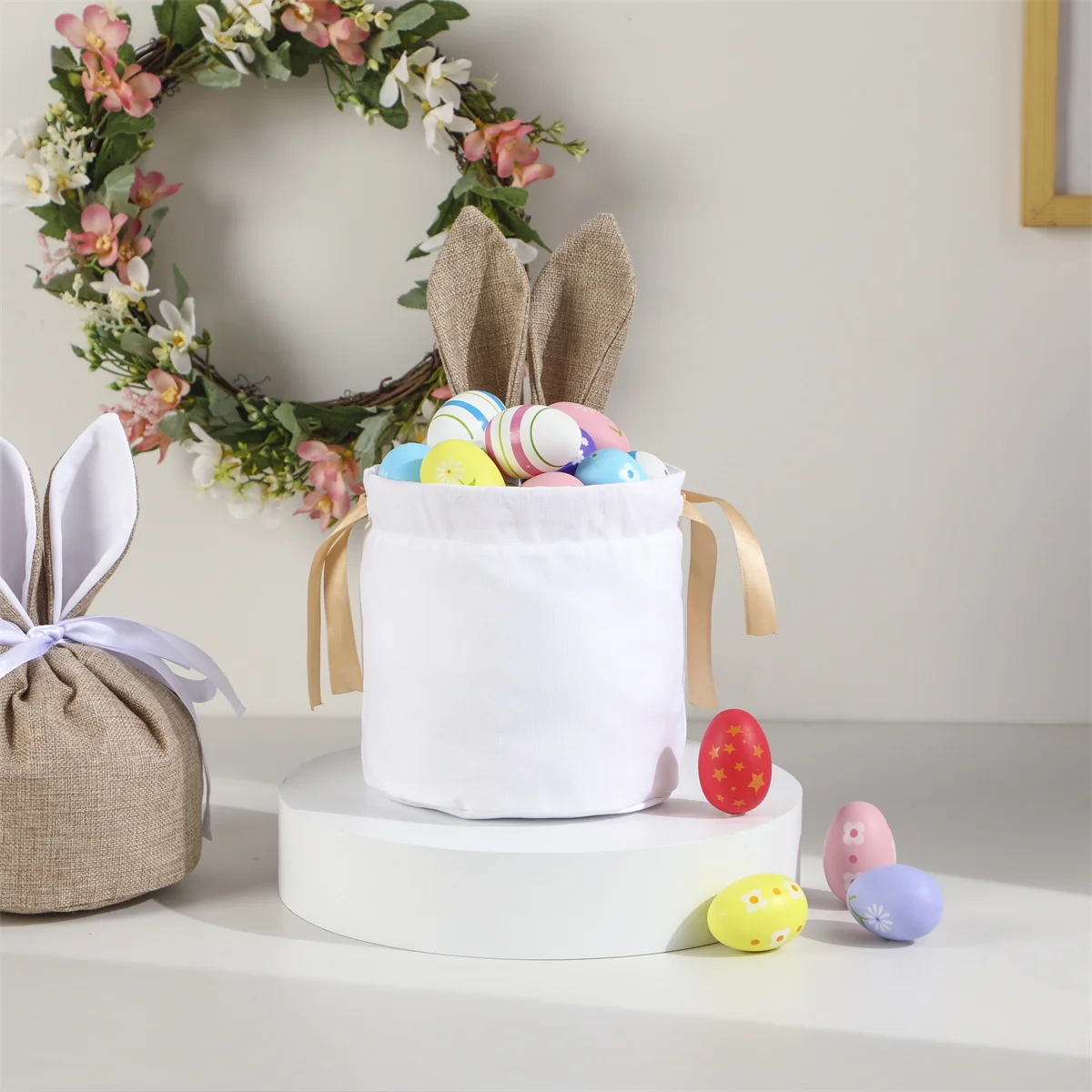 Easter Bags Bunny Ears Basket Candy Bag Gifts For Kids Tote Bunny Buckets Eggs Toy Bag Happy Easter'S Day Favor Bags Home Decor