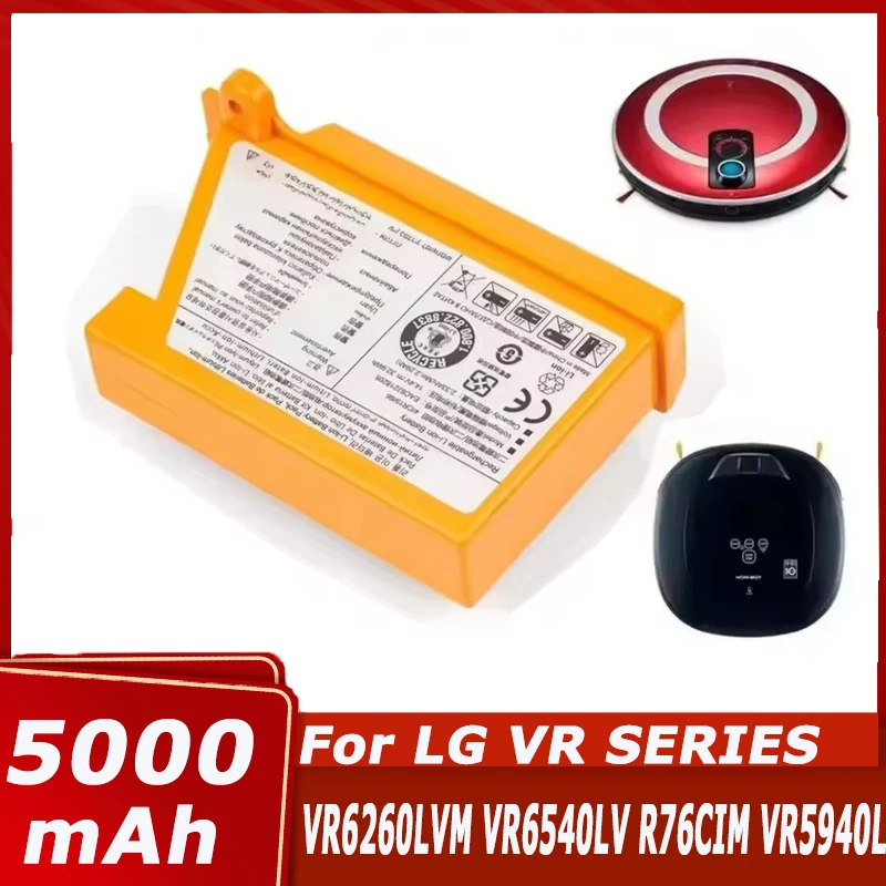 Batteria per aspirapolvere robot recentemente aggiornata 5000mAh per LG EAC62218202 VR64703LVMB, VR7412RB, batteria agli ioni di litio da 14,4 V