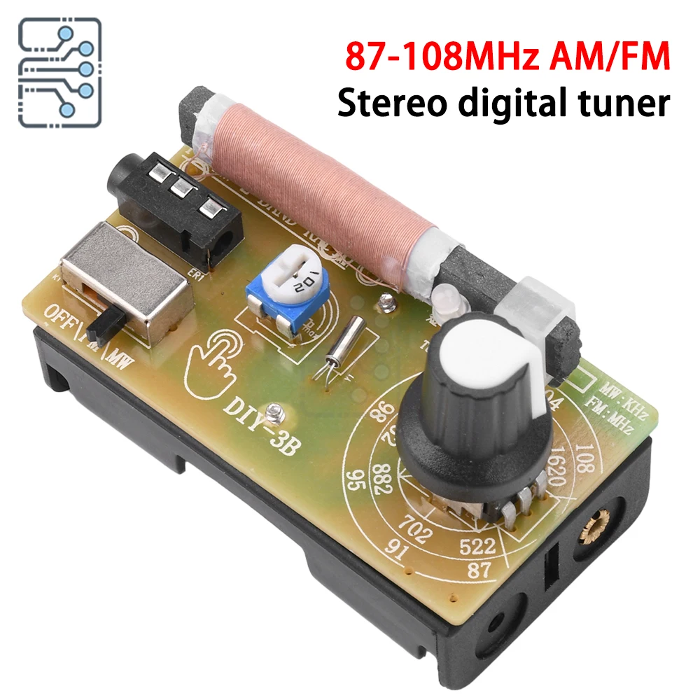 87-108MHz AM/FM Medium Wave FM Two Band Stereo Digital Tuner Headset Radio Module Kit Diy Making Teaching Products