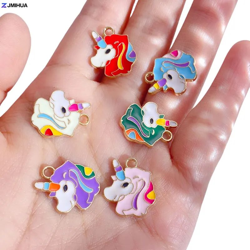 15pcs Enamel Rainbow Unicorn Charms Pendants For DIY Handmade Earrings Bracelets Crafts Jewelry Making Accessories