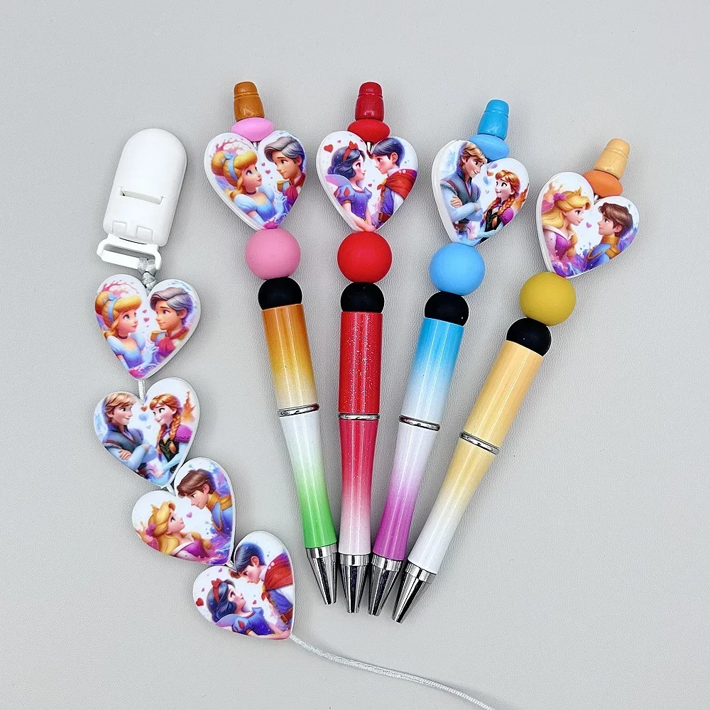 10pc DIY Cartoon Liebhaber Silikon Perlen Nippel Kette Perle Stift Perle Schmuck Zubehör Fokus Perle Lebensmittel qualität Silikon für Baby