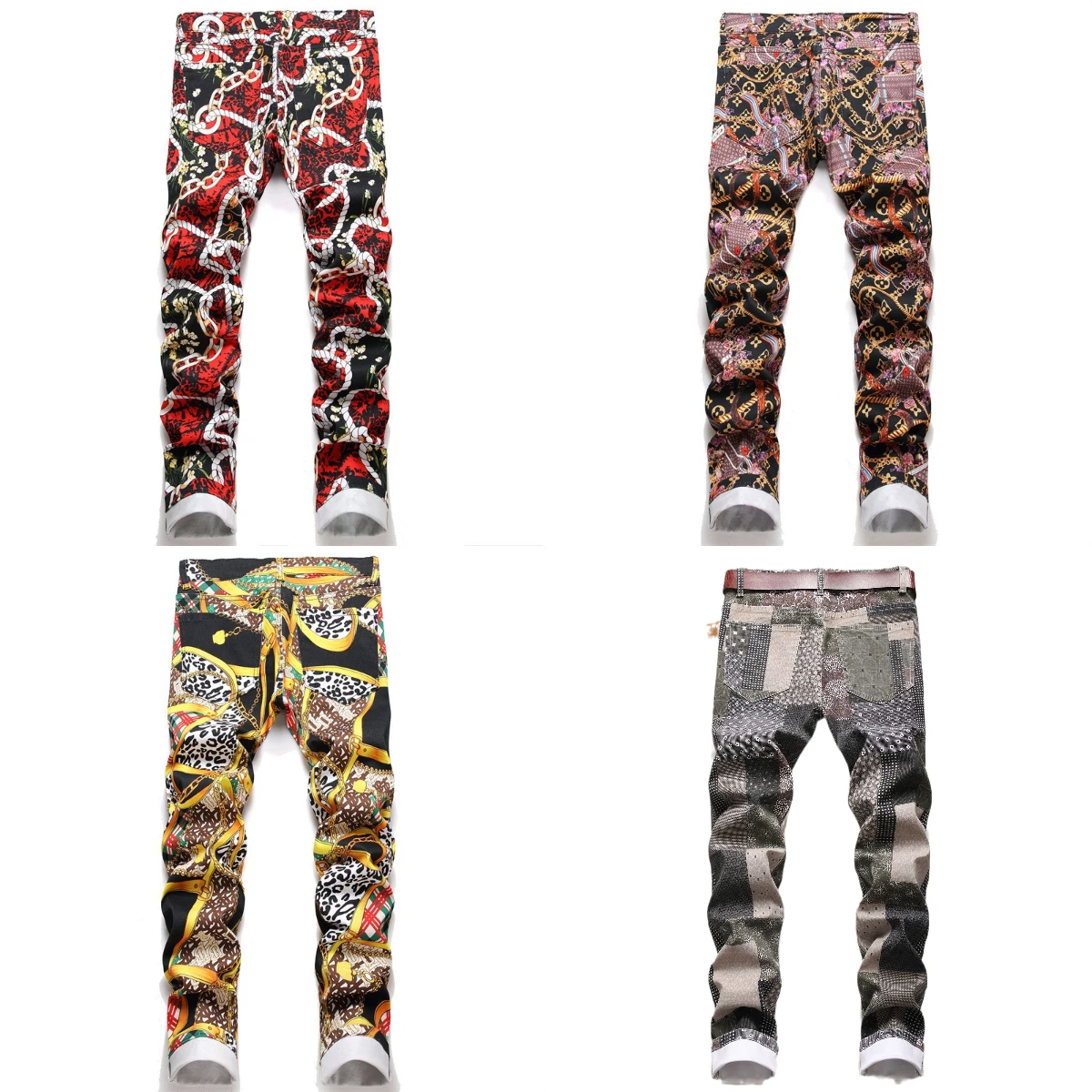 Luxury Embroidered Jeans Men Spliced Snowflake Printed Pants Speckled 3D Logo Painted Graffiti Cotton Zipper Fit Elastic Letter2