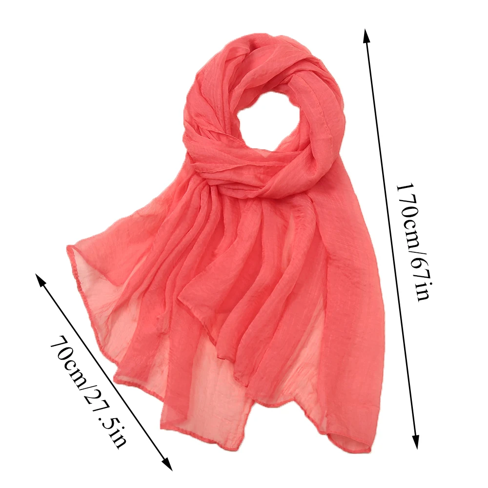 Large Chiffon Scarf For Women Summer Beach Sunscreen Shawls Wraps Pure Color Breathable Muslim Headband Lightweight Headscarf