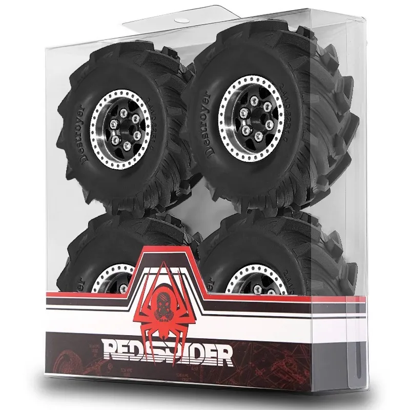 1.0 Beadlock Wielen en Modderbanden Set voor 1/24 1/18 RC Crawler Auto SCX24 TRX4M FCX24M FCX18 TRX4M UTB18