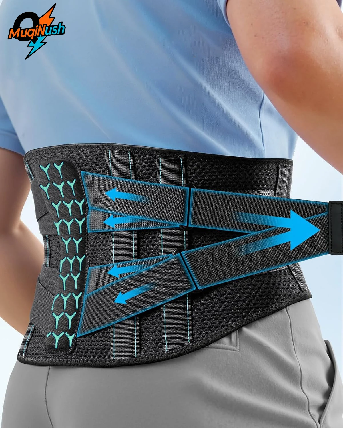 

MuqiNush Brace for Lumbar Lower Back support,7 Stays Ergonomic Support Brace Easy to Put On/Off for Women Men Improve Hunchback