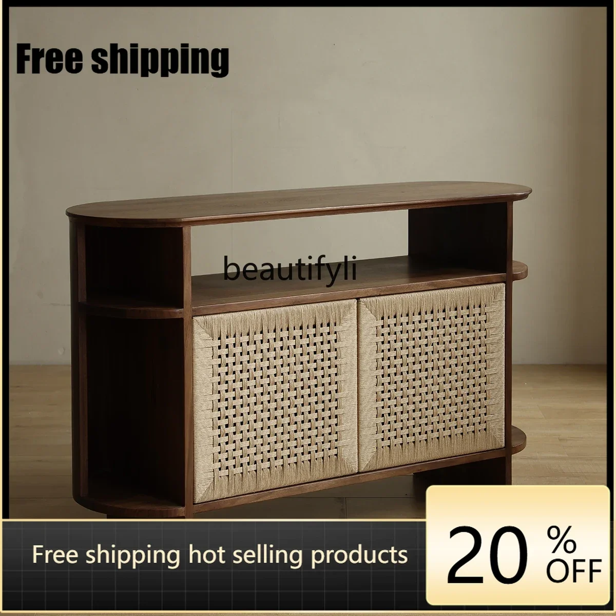 hot New Chinese rope braided rounded corner Nordic side cabinetFactory Direct