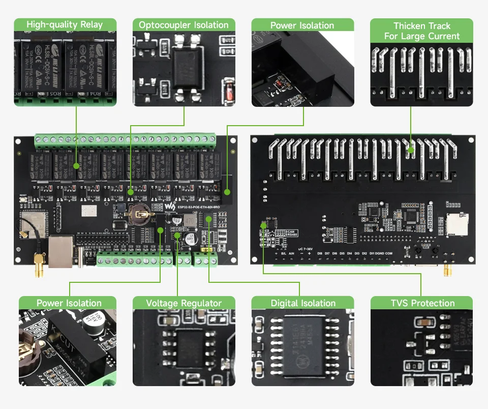 modulo-de-rele-wifi-esp32-s3-industrial-de-8-canales-interfaz-can-aislada-integrada-procesador-de-doble-nucleo-xtensa-lx7-incorporado-de-32-bits