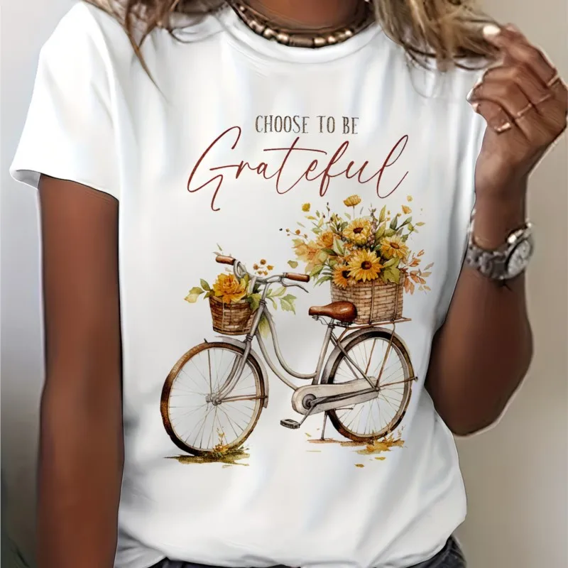 

Summer Breathable CHOOSE TO BE Pattern Y2k Printed Short-sleeved T-shirt Women Casual Round Neck Comfortable Loose Tees 2026
