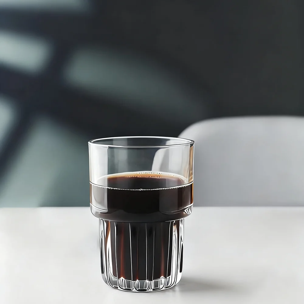 بيج هوم 280 مل/380 مل أكواب زجاجية قابلة للتكديس خالية من الرصاص (طويلة وقصيرة)