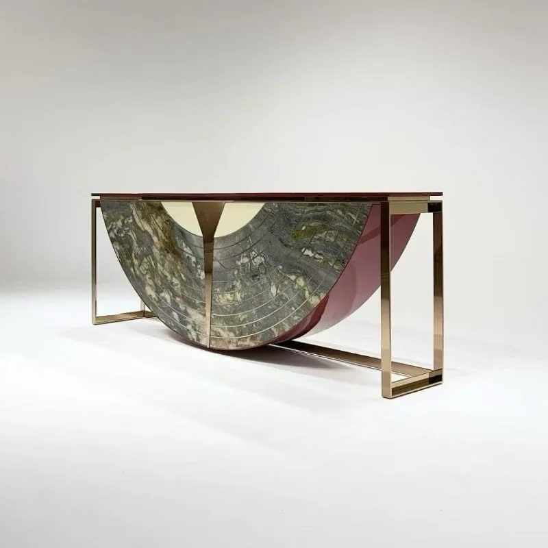 Xuanguantai Semicircular Table Stainless Steel Marble Villa Large Viewing Platform