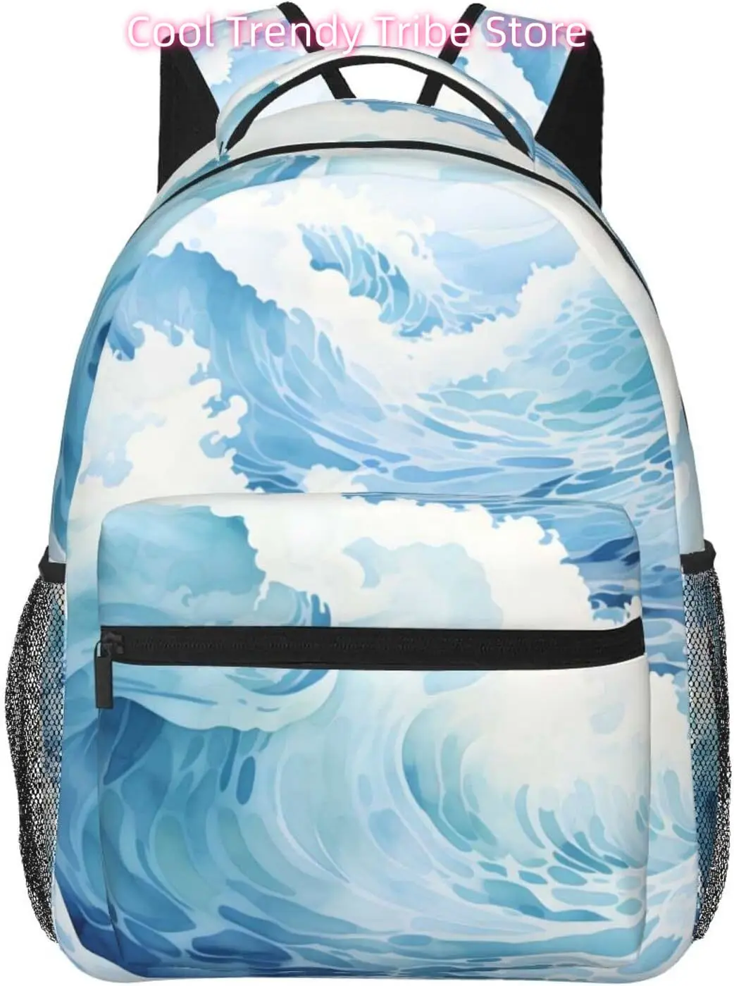 

laptop bag back to school Cute Waves Lightweight Laptop Backpack Lightweight Multipurpose Travel Casual Daypack Unisex College B