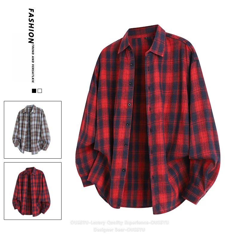 

Men's Plaid Long Sleeve Shirt 2026 Autumn New Fashion Casual Top for Teen Boys Streetwear Style Comfortable Breathable