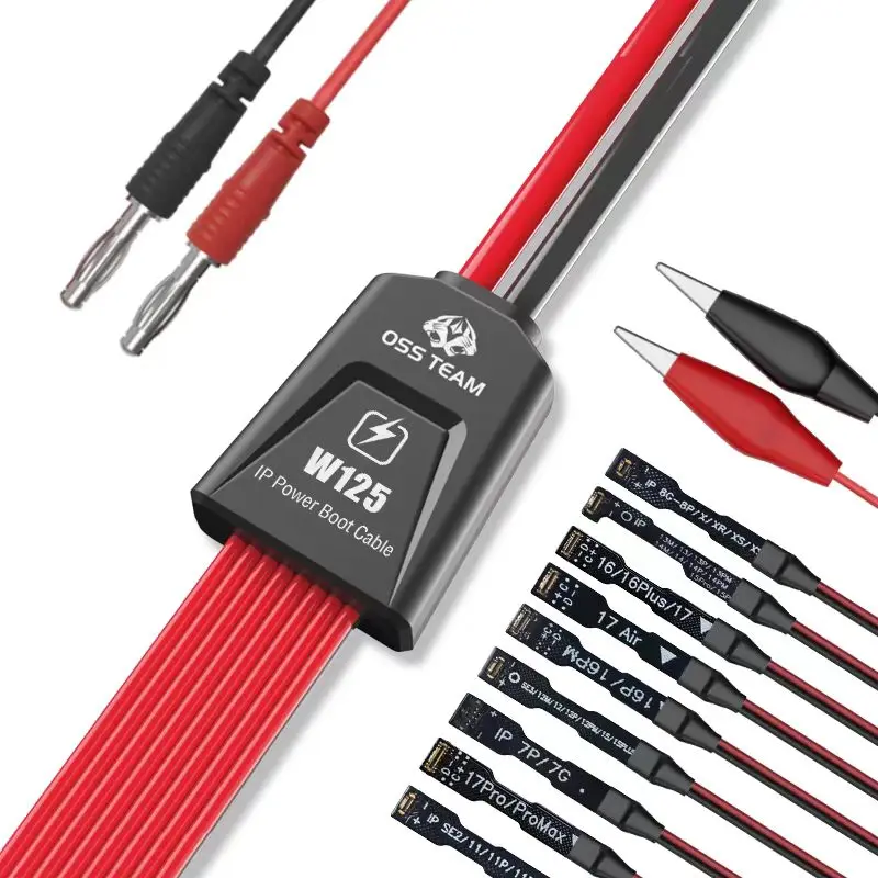 Cabo de Alimentação OSS TEAM W125 para Ativação e Reparo de Bateria de Celulares iPhone Séries 7-17 - Ferramenta de Fonte de Alimentação