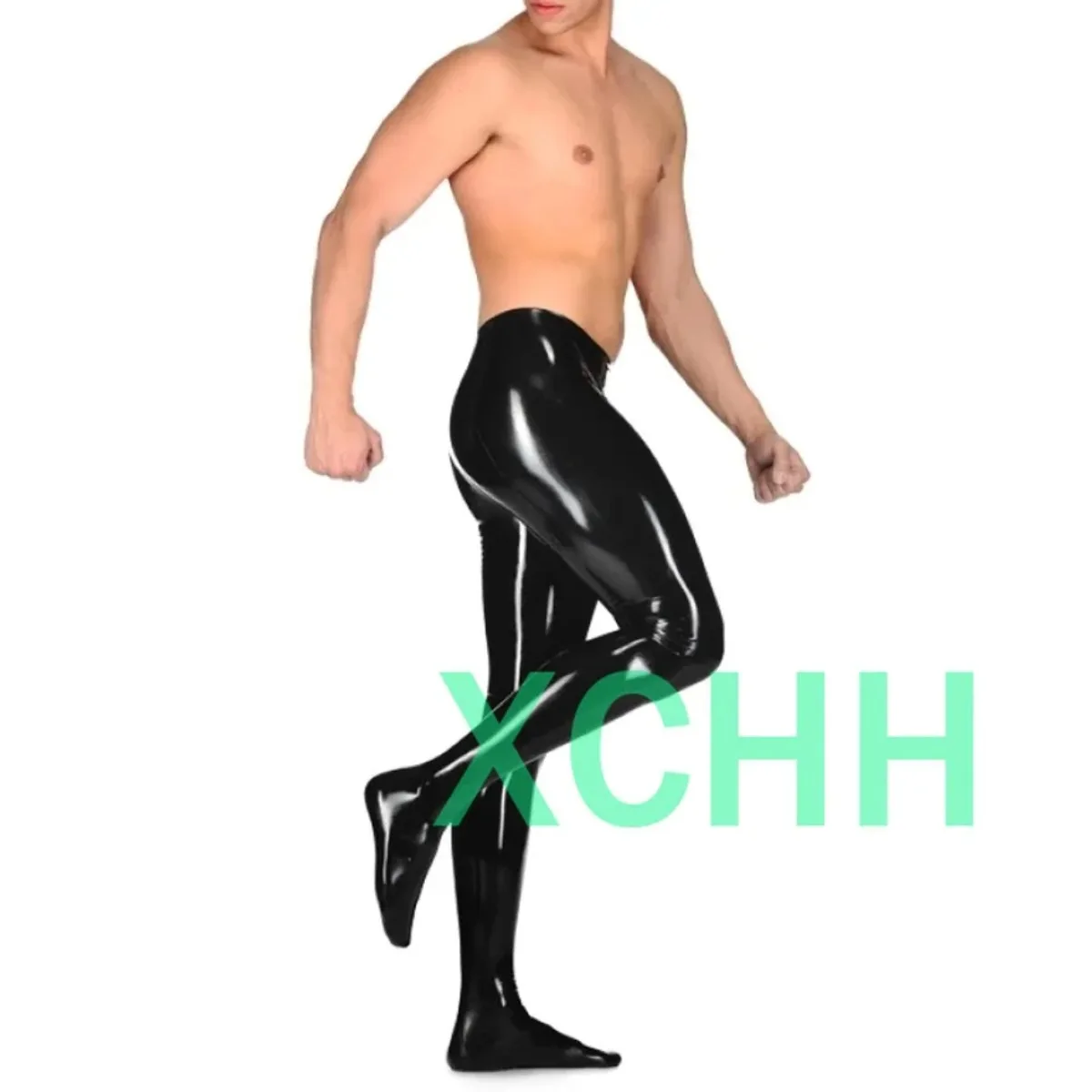 

New Style Fetish Latex Suspender Men Tight Pants with Socks Sexy Leggings Mals Rubber Latex Leggings Custom Made