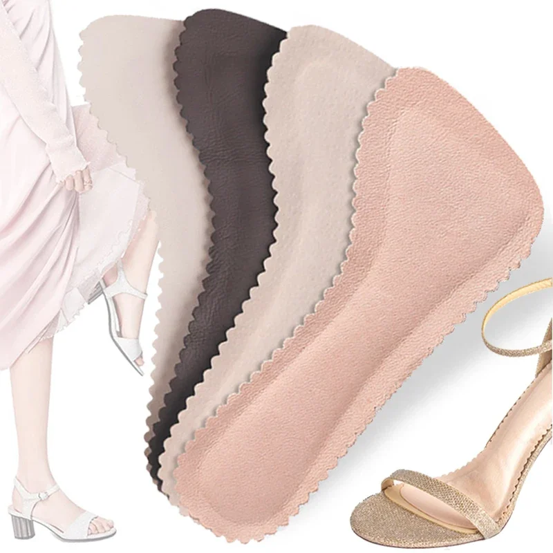 2Pcs Anti-Slip Sweat-absorbent Massage Insoles Seven-point Pad Leather Half Pad Women Feet High Heel Insoles Orthotics Inserts