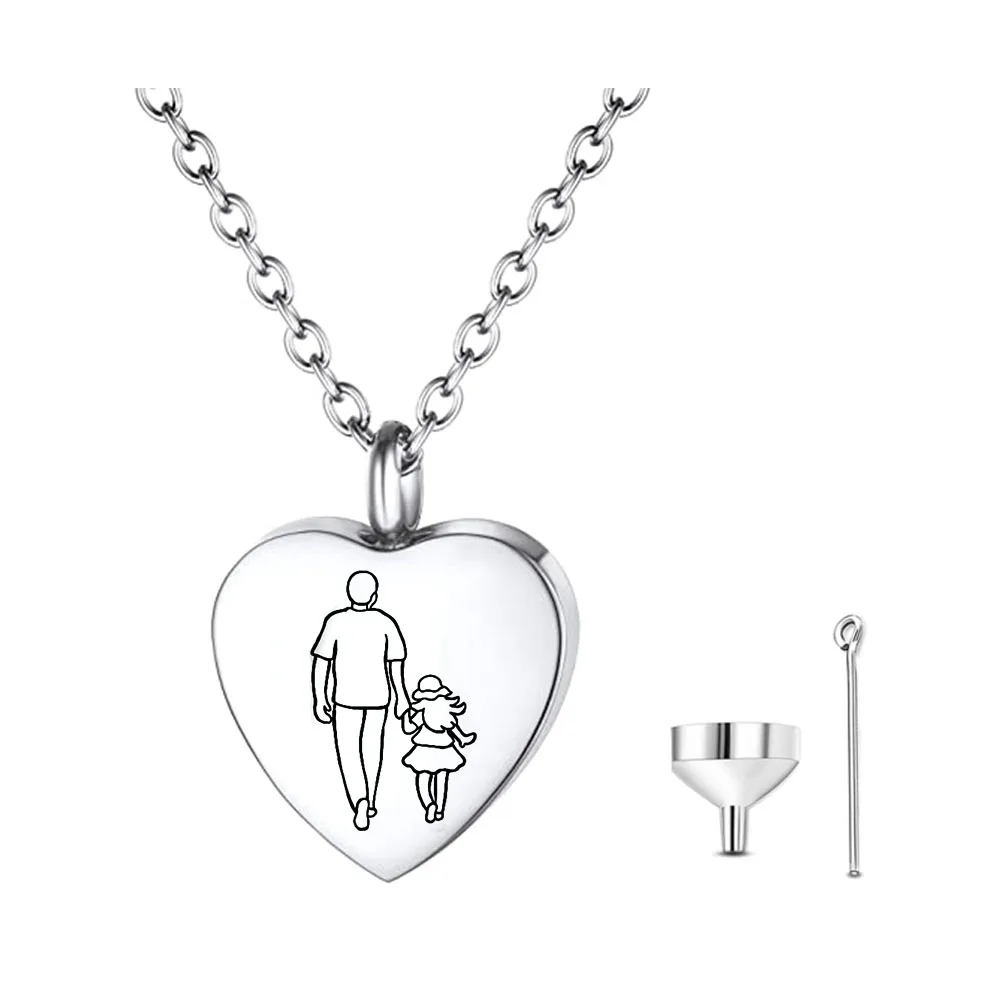 New Stainless Steel Ashes Necklace Heart Shaped Cremation Jewelry Funeral Coffin Casket Memorial Jewelry